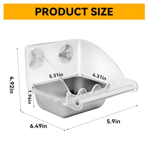 Bird Feeder for Cage,Parakeet Cage Feeder No Mess Bird Dish with Anti-Slip Stand Stainless Steel Parrot Bowl for Small Budgies Finches Canaries Cockatiels Lovebirds - color: 【Grey】