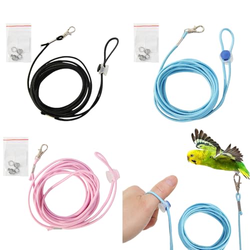 Escape Proof Parrot Bird Leash with Cord Elastic Bird Leash With Metal Ankle Rings Pet Bird Training Rope 3Meter