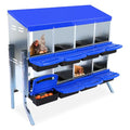 Chicken Nesting Box, 8-Hole Roll Away Egg Laying Box with Lid, Galvanized Steel Rustproof Design - Easy Egg Collection, Easy Clean with Bracket Legs, Blue - color: blue, size: 8 HOLES WITH LEGS