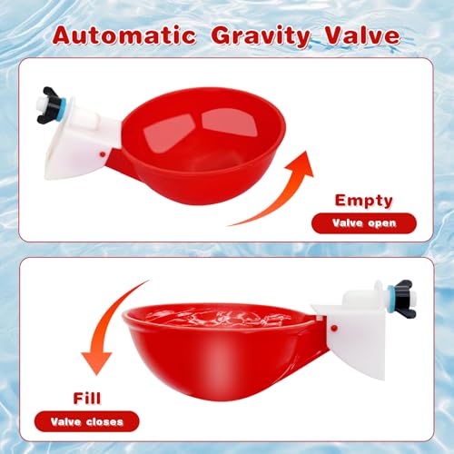Chicken Waterer Cups 10/20 Packs Large Chicken Watering Cups Automatic Chicken Water Cups Tee Fittings Poultry Waterer Suitable for Duck, Chicks, Goose, with Mounting Hole Opener (10) | Leak-proof design，High-quality plastic，Quick Installation，Easy to cle