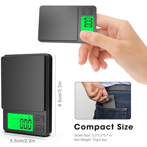 Mik-Nana Pocket Scale, 1000g x 0.01g Precision Gram Scale | Small Digital Scale Grams Ounces Grains, Kitchen Scale, Jewelry Scale for Gold, Gem, Herb, Great for Travel Food Scale