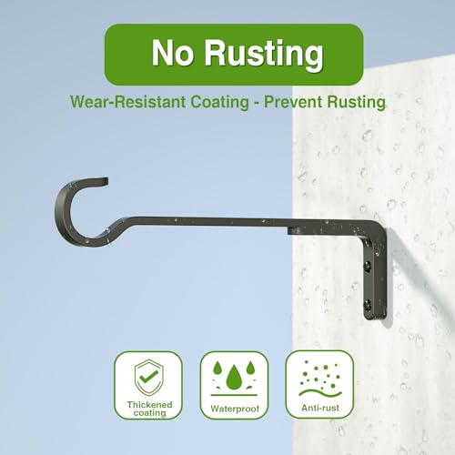 Saffruff 8 Inch 2 Pack Black Heavy Duty Outdoor Plant Hangers, Iron Hanging Plant Brackets for Hanging Plants Outside, Metal Plant Hooks Plant Wall Hooks for Hanging Lantern, Bird Feeder - color: Black, size: 8 Inches