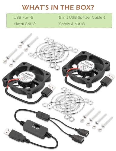 50mm x 10mm USB 5V Brushless Computer Case Cooling Fan with 3 Speeds Adjustable Mini 5010 Radiator Replacement Welding Helmet Aquarium Router Cooler 2-Pack - size: 5010 USB