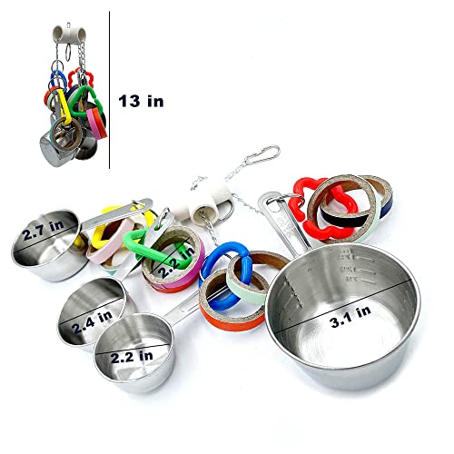 Stainless Steel Chewable Parrot Toys with Pullable Pots, Cardboard Rings - Durable Bird Toys for Medium and Large Parrots Amazons, Mini Macaws, African Greys, Cockatoos, Eclectus
