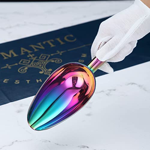 Berglander Stainless Steel Rainbow Ice Scoop 6 OZ, Titanium Colorful Plating Metal Ice Scooper For Ice Maker Multipurpose For Candy Wedding Kitchen Bar Party Pet Animal Dog Food Scoop Beach Shovel - color: 3. Rainbow