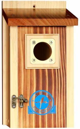 SISTERBIRD Premium Bluebird Houses for Outside, Bird Houses for Outside Suitable for Garden Decoration, Wooden Bird House, Blue Bird Houses for Outdoors Gift, Assembly Required - color: Light Toast & Copper-colored -- 1PK