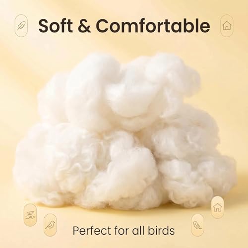 Natural Nesting Material,100% Natural Cotton Fiber,Eco-Friendly Animal Bedding,Bird Nesting Material for Hummingbirds,Parrots,Squirrels,Hamsters,Other Wild Birds & Animals,Gifts for Bird/Nature Lovers - color: White