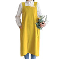 Cotton Aprons for Women and Men | Cross-Back Apron with Pockets - color: Chartreuse