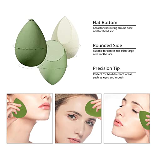 Makeup Sponges Set - Beauty sponges Blending Blenders with 1 Holder and Egg Case, Flawless for Cream, Powder and Liquid (Green, 4Pcs+1Holder+ case) - color: Green, size: 1 Count (Pack of 5)