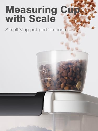 20 lb Stackable Pet Food Storage Containers, 3 Pack | Three stackable airtight bins hold 4, 6, and 10 lb for 20 lb total; includes 3 measuring cups and clear BPA-free bodies. - color: 20LBS-3Pack-White-2