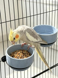 2 Pcs Bird Food Bowl Ceramic Bowls for Birds Small Parakeet Food Bowl Parrot Feeding Cups, Bird Cage Feeder for Parakeets Conure Cockatiels Lovebird Budgie (Blue)