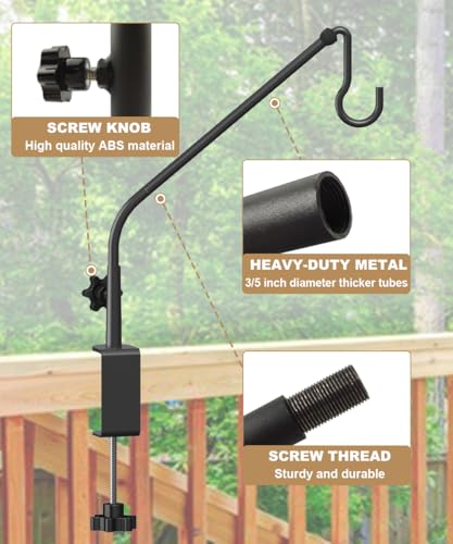 20 Inch Extended Reach Deck Hook Hanger for Railing, 2 Pack | Heavy Duty Outdoor Plant Hook Holder for Hanging Bird Feeder Pole Deck Hanger Flower Basket Planter or Lanterns, Wind Chimes - size: 20 Inch 2 Pack