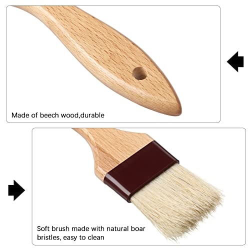 Boao 4 Pcs Pastry Brush, Natural Bristle Basting Brush for Cooking and Baking, BBQ Brushes for Butter, Baster, Oil, Egg, Sauce, Turkey, Grilling, Marinade and Kitchen Food(1, 1.5, 2, 3 Inch) - size: 1, 1.5, 2, 3 Inch
