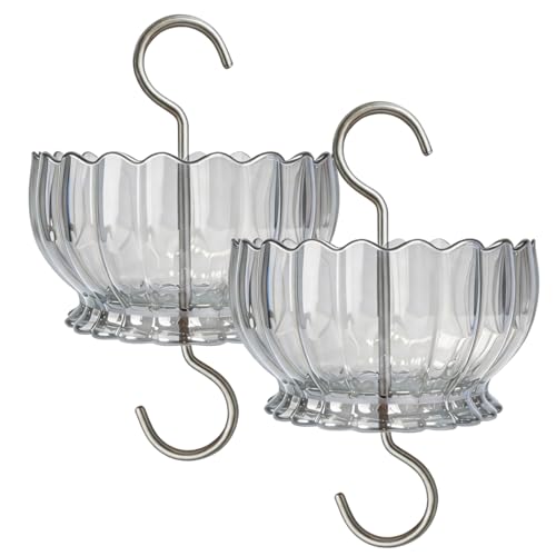 9oz Plastic Ant Moat for Hummingbird Feeder, 2-Pack Clear Insect Guard | Stainless Hooks, Daisy Floral Buffer, Transparent Nectar Protector, Water Barrier Blocking Bugs, 9 Ounce/270ml Capacity - color: Clear, size: 2PC/Pack