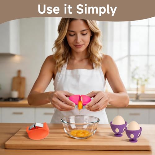 4PCS Silicone Egg Washer Brush + Egg cracker, Multifunctional Egg Cleaner Scrubber Egg Cutter Tool for Fresh Hard Soft Boiled Eggs Fruits Vegetables Kitchen Home Cooking Baking Chicken Coop