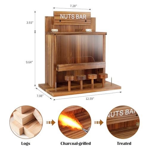 KOOPRO Squirrel Feeder for Outside Tree, Squirrel Picnic Table Feeder for Outdoors Corn Cob Peanut Feeder Funny Chipmunk House Nuts Bar Hanging Wooden Box | Corn Cob Peanut Feeder Funny Chipmunk House Nuts Bar Hanging Wooden Box
