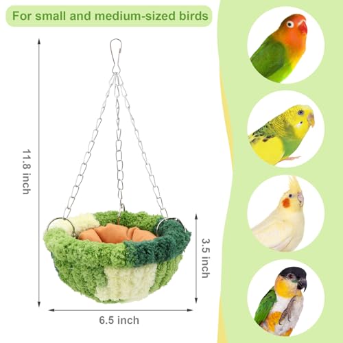 Wontee Bird Nest Bed Parrot Hanging Swing Hammock Bird Cage House for Budgies Parakeets Cockatiels Lovebirds Conures (Green) - color: Green