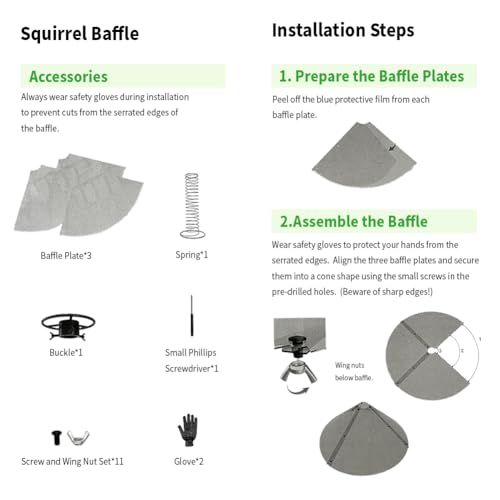 19 Inch Metal Squirrel Baffle, Squirrel Baffle for Bird Feeder Pole, Upgrade Spring Motion Design for Better Protection, Fits 0.4"-1" Round Poles Only