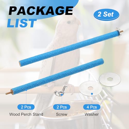 Bird Perch Stand, Colorful Paw Grinding Stick, Wood Rough-surfaced Perch Parrot Stand 30 x 1.8 Cm, (Blue, 2 Pcs), Intended for Home/Animal Parks/Pet Stores - color: Blue, size: 30 x 1.8 cm / 11.81 x 0.71 inch
