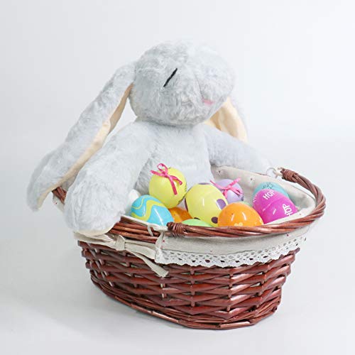 MEIEM Wicker Gift Baskets Empty Oval Willow Woven Picnic Cheap Easter Candy Storage Wine Basket with Handle Egg Gathering Wedding Basket (Brown) - color: Brown, size: Small