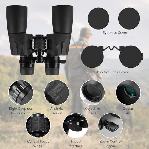 10-30X50 High Powered Zoom Binoculars for Adults - Professional Military HD Binoculars with BAK4 Prism/FMC Lens/Large View/Waterpoof/Low Light Night Vision for Bird Watching, Hunting, Outdoor, Hiking - color: 10-30X50 (BAK4)