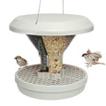 SWISSINNO Bird Feeders - No Mess Hanging Bird Feeder for Outdoors - Smart Birds Davos Spill Proof Wild Cardinal & Small Bird Feeder with Integrated Seed Catcher Tray - Dual Chamber - Light Grey - color: Light grey, style: Davos