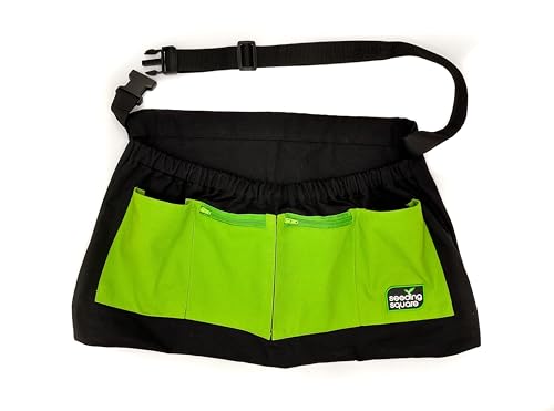 Harvest Apron Hands-Free Gardening Apron for Fruits, Vegetables, Tools – Adjustable, Durable, Washable - color: Green Pockets on Black