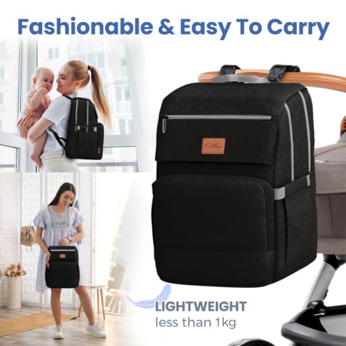 Baby Diaper Bag Backpack - Baby Bag for Girls & Boys, Large Waterproof Diaper Backpack - Baby Shower Gifts for Boys & Registry Must Haves - Travel Diaper Bags with Changing Pad - Newborn Stuff - color: B. Black, style: Classic