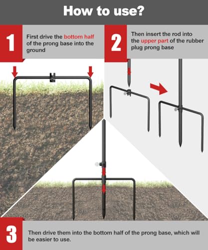 Pole Stabilizer Stand Applies to 0.62” Poles, Outdoor Bird Feeder Pole Base, In-Ground Anchor Support for Shepherds Hooks, Black, 1 Pack - size: S