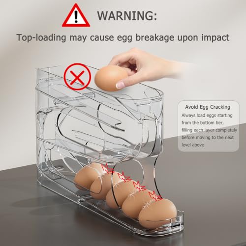 Clear FIFO Egg Holder for Fridge, Egg Dispenser for Eggs 18 Count | 1-Pack Automatic Rolling Egg Organizer for Refrigerator, Space-Saving Egg Roller/Container/Storage for Kitchen Countertop - size: 1 Pack