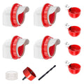 ZenxyHoC No Waste Chicken Feeders and Waterers - 4 Set with Water Cups | for Buckets Barrels Bins Troughs No Waste Chicken Feeder - size: 4 Ports and 4 Cups