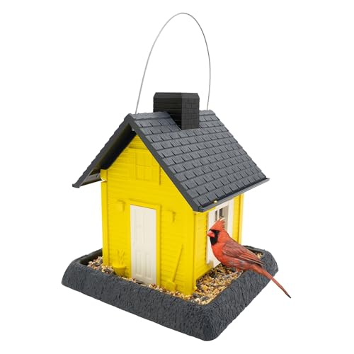 North States Village Collection - Fiesta Yellow Cottage Bird Feeder: Hanging Bird Feeder for Outdoors, Holds 5 Pounds of Seed - color: Fiesta Yellow
