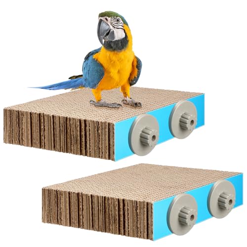 Skyygemm 2 Pieces Parrot Toy Bird Chew Cage Accessories Flat Perch Bird Paw Grinding Stand Parrot Cage Playground for Macaws, Small Parakeets, Conures, Budgies, Finches Conure Cockatiel(Medium) - size: Medium