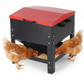 80LB Large Metal Chicken Feeder Box, Automatic Poultry Feeding | Galvanized Steel, Waterproof Red Lid, Adjustable Legs, Portable Handles, For Chickens, Ducks, Geese, Hens, Roosters, Quail