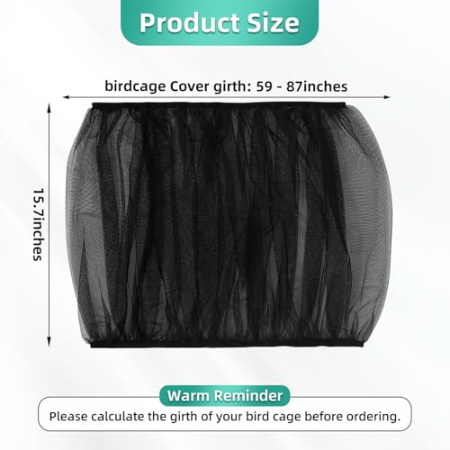 Bird Cage Seed Catcher, Seed Catcher Guard Net Cover, Parrot Nylon Mesh Net Cover, Universal Soft Airy Cage Net Stretchy Skirt for Round Square Cages (Solid-Black, 15.7" x87") - color: Solid-black, size: 15.7" x87"