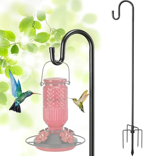 Bird Feeder Pole, 78" Shepherds Hooks for Outdoor, Hummingbird Feeders Stand Heavy Duty with Stable 5-Prong Base, Hanging Plant Shepherd Hook Hanger Stick for Outside Garden Yard Wedding - size: 78"