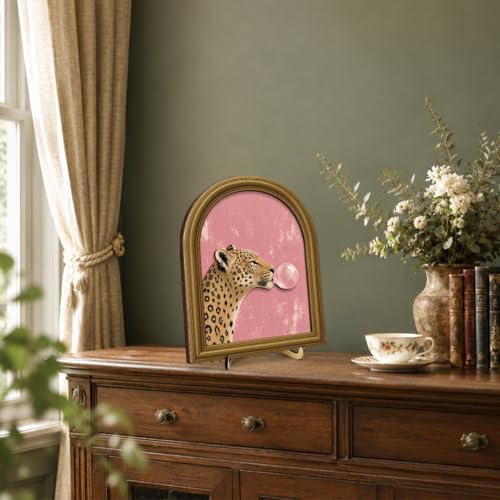 3D Funny Cheetah Bathroom Decor Sign, Pink Vintage Leopard Blowing Bubble Bathroom Wall Art Sign for Washroom Restroom Shelf Wall Toilet Tank Decor 8x10 Inch - color: H-Leopard