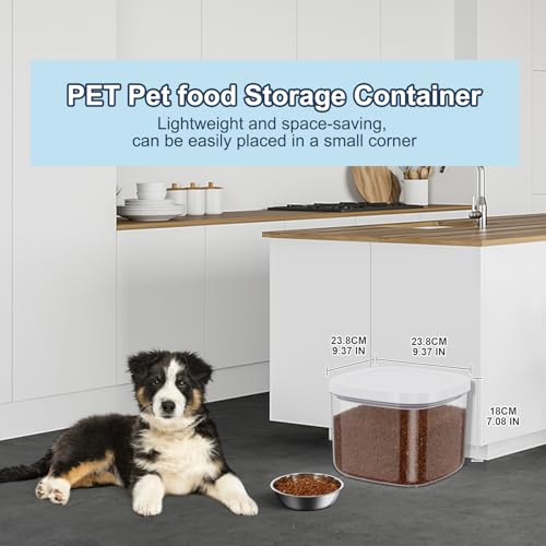 LEAWALK 5-8Lbs/5.28Qt/5L Airtight Dog Cat Food Storage Container and Pet Storage Bin BPA-Free. PET Clear Stackable Dog Treat Containers for Pet Food/Rice/Dry/Cereals/Flour/Sugar/Bread, etc (Medium - color: White (5L-1Pack)