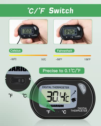 Zacro 2 Pack Digital Aquarium Thermometer, Fish Tank Thermometer, Water Thermometer with Large LCD Display,Reptile Thermometer for Fish Tank Water Terrarium - style: 2 Packs