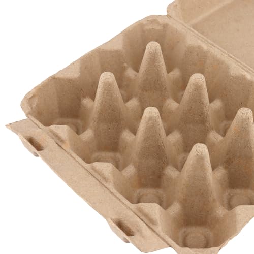 HOIGON 50 PCS 12 Cell Empty Paper Egg Cartons, Sturdy Pulp Fiber Egg Container Holder With Lids, Recycled Cardboard Egg Cartons