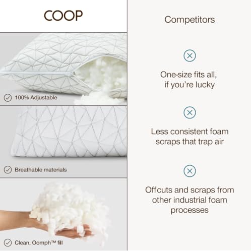 Coop Home Goods Original Adjustable Body Pillow, 20x54 Long Pillow for Back, Shoulder, Hip and Knee Support, Side Sleeper Body Pillows for Adults with Memory Foam & Washable Cover - size: Body Pillow
