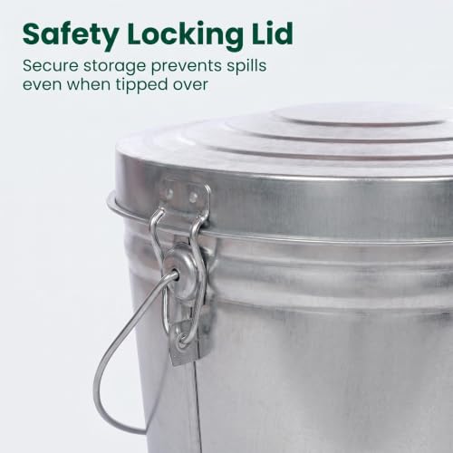 6 Gallon Galvanized Steel Storage Can with Locking Lid, Heavy Duty Metal Storage Container, Rust-Resistant Metal Bin for Dog Food, Pet Food, Bird Seed, Kitchen, Garage & Home Storage