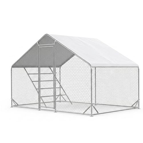 Heavy Duty Metal Chicken Coop with Hardware Cloth (117.05" L x 77.77" W x 78" H) - size: 117.25"L x 77.99"W x 78.07"H
