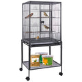 HSM 53 Inch Wrought Iron Large Bird Flight Cage with Rolling Stand | Bird Flight Cage Casters, Slide-out Tray for African Grey Parrot Parakeets Canaries Parrot Cockatiels Lovebirds Conures