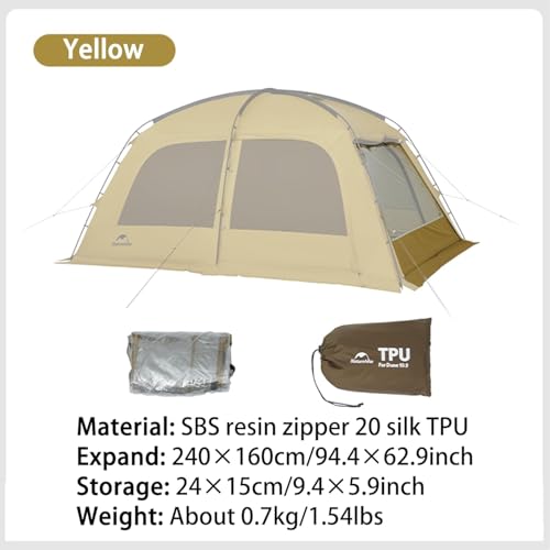 Naturehike Dune Hot Tent with Stove Jack, 117 sq ft 4 Seasons Camping Tent, 2-4 Person Waterproof Large Tent for Family, Car Camping, Picnic, Fishing, 6 Person - color: Dune10.9-TPU Door