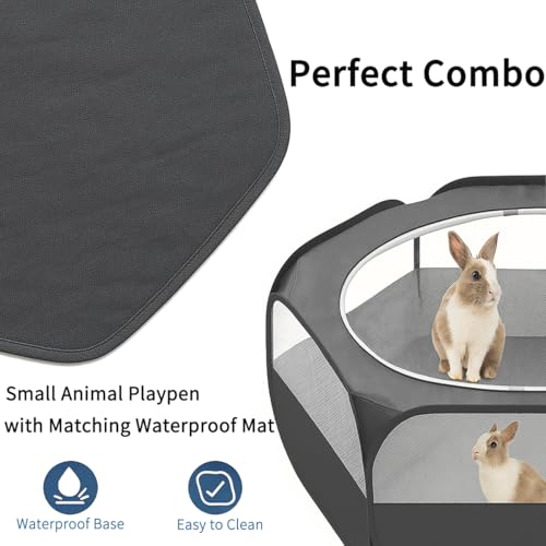Amakunft 2 in 1 Small Animals Playpen with Pad Mat Rabbit Pop Up playpen Tent Portable Chick Brooder Box Indoor for Guinea Pig/Ferret/Chinchilla/Bearded Dragon/Kitten - color: Black with Pee Pad