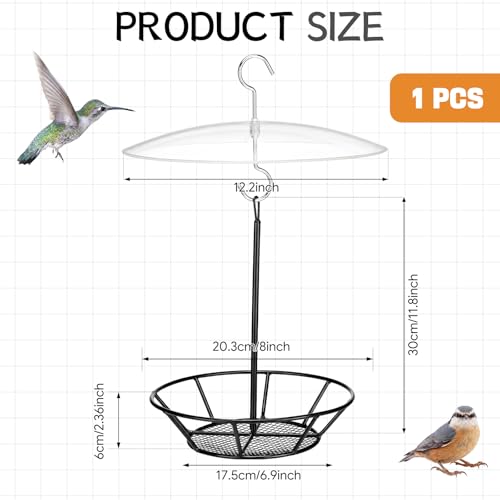 1 Pack Cylinder Bird Feeder Outdoor Metal Seed Cake Feeder with Clear Rain Proof Cover Hanging Chew-Proof Backyard Wild Bird Feeding Feeders for Outdoors Garden(Mesh Bottom) - style: Mesh Bottom