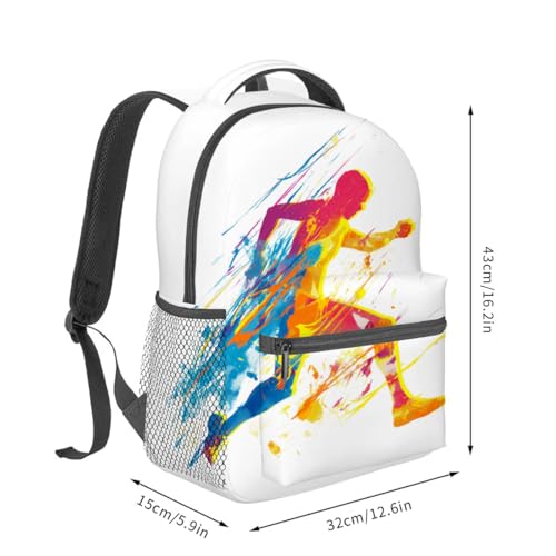Colorful Sports Silhouette Backpack Travel Backpacks Laptop Rucksack,School Bookbag for Women Kids Boys Girls,Running Back Pack Accessories Bags,Ideal Gifts for Work, Outdoor Adventures - color: Color78