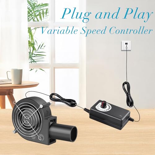Wathai BBQ Air Mover Blower Fan 12V 97mm Centrifugal Fan 110V 120V 9733 | Dual Ball High Speed 3500CFM Variable speed fan for Charcoal Starter,Outdoor Cooking,Fireplace,Wood Stove - style: 9733 110V-240V