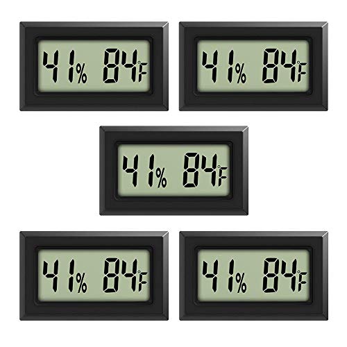 Mini Thermometer Hygrometer, Large Number Fahrenheit LCD Display Digital Temperature Humidity Meters Gauge Indoor for Greenhouse, Garden, Cellar, Fridge (5-Pack) - color: 5-pack